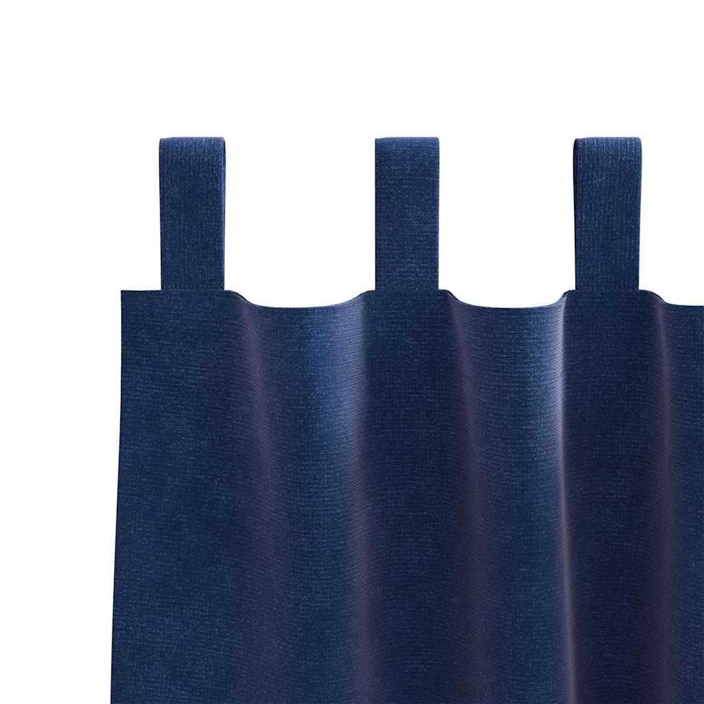 Opaque curtains with hanging loops 2 pcs dark blue velvet
