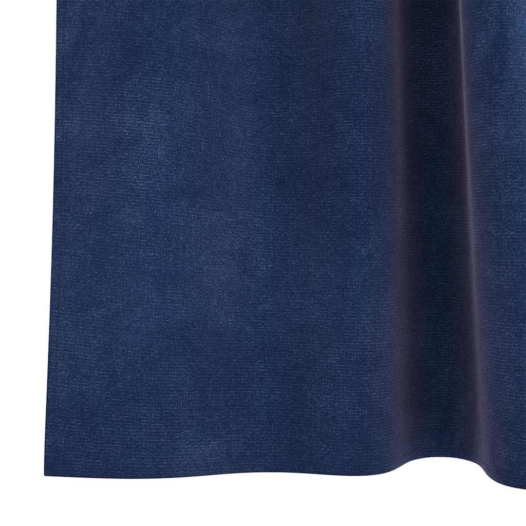 Opaque curtains with hanging loops 2 pcs dark blue velvet