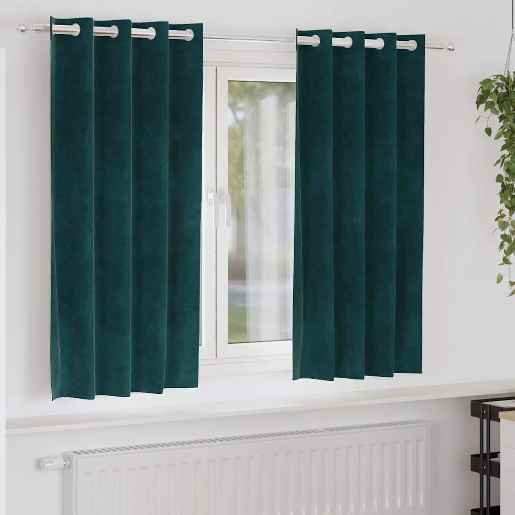 Užtemdymo užuolaidos 2 pcs Tamsiai žalia 140 x 175 cm Aksomas