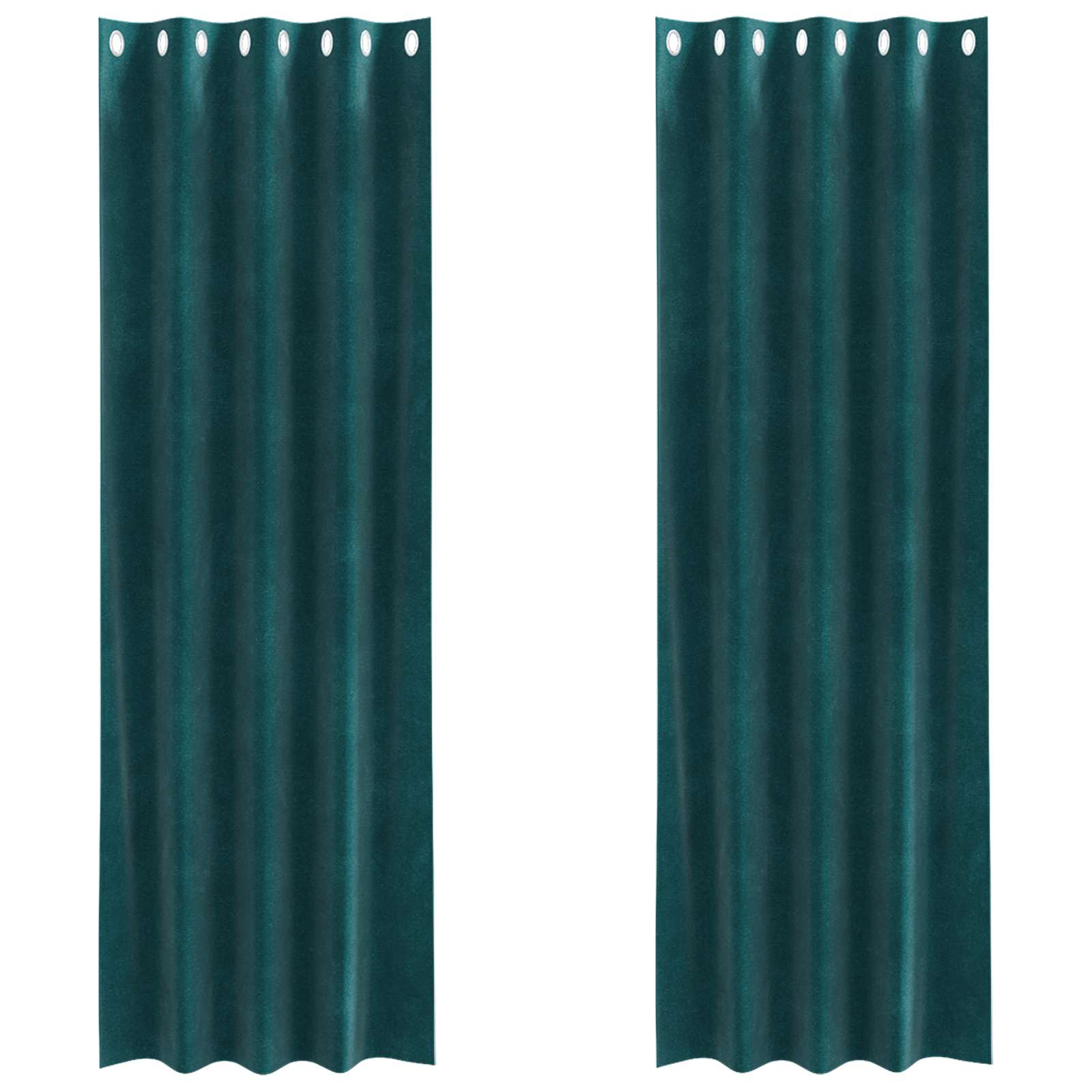 Opaque Curtains with Metal Rings 2 pcs Dark Green Velvet