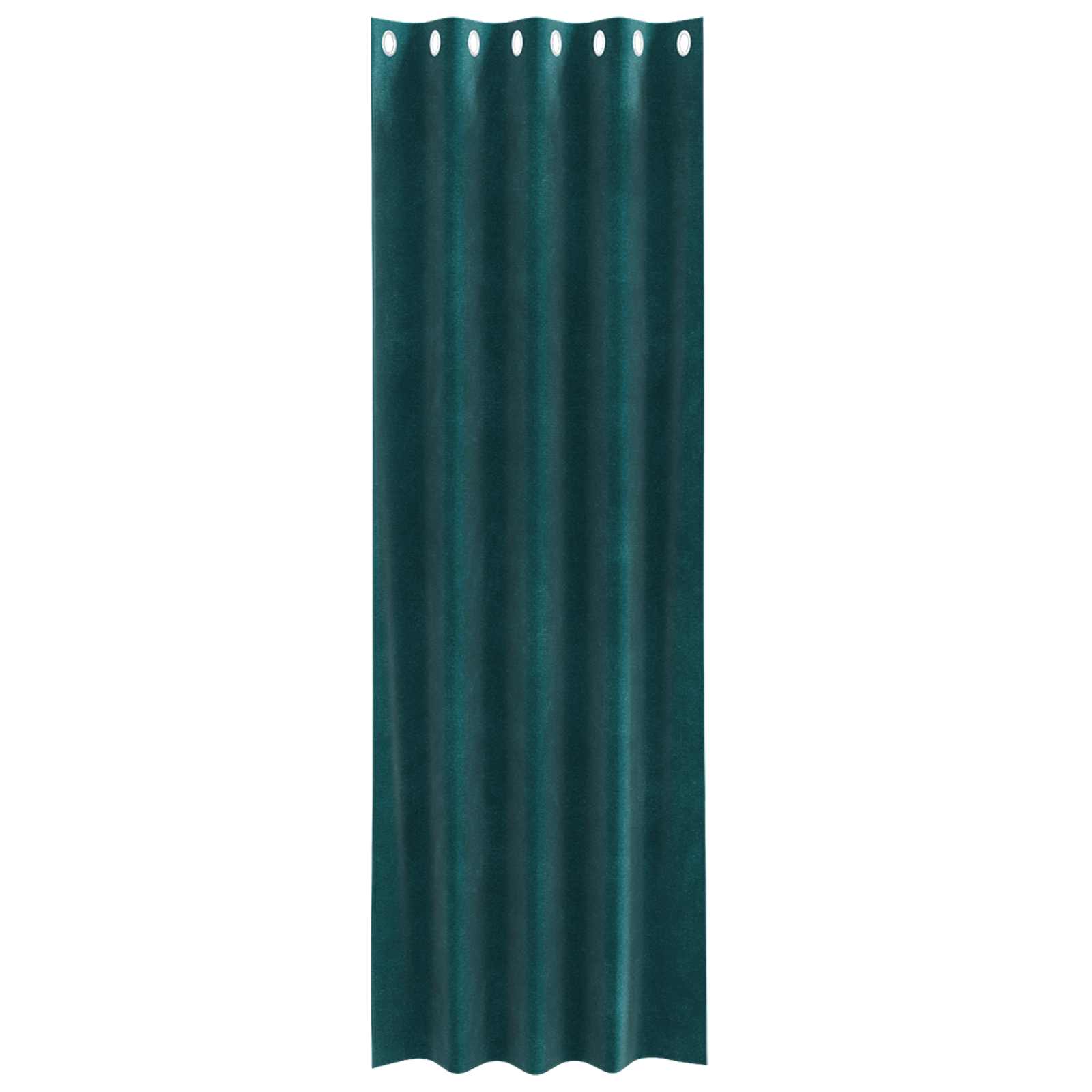 Opaque Curtains with Metal Rings 2 pcs Dark Green Velvet