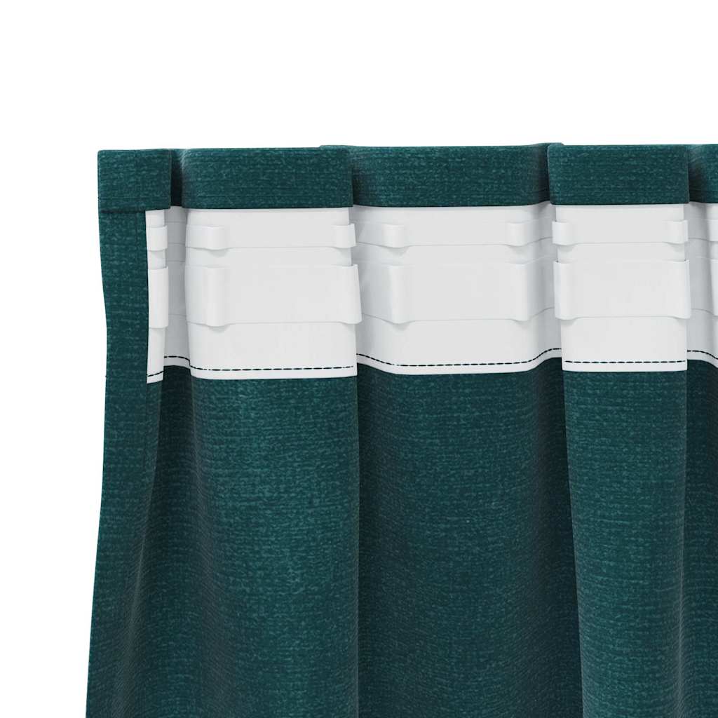 Užuolaidos, nesprogstančios, su viršutine juostele, 2 vnt, tamsiai žalia velvetinė