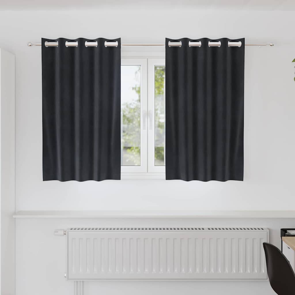 Blackout Curtains 2 pcs Dark Grey 140 x 140 cm Velvet