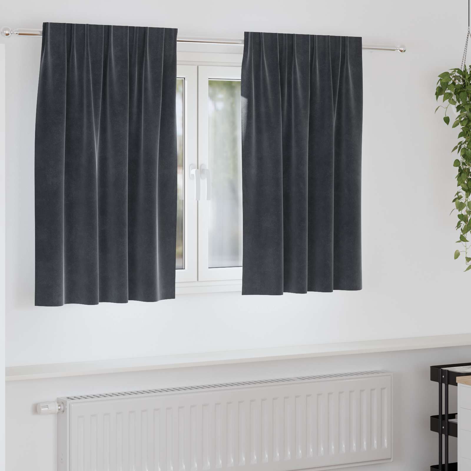 Užtemdymo užuolaidos 2 pcs Tamsiai pilka 140 x 140 cm Aksomas