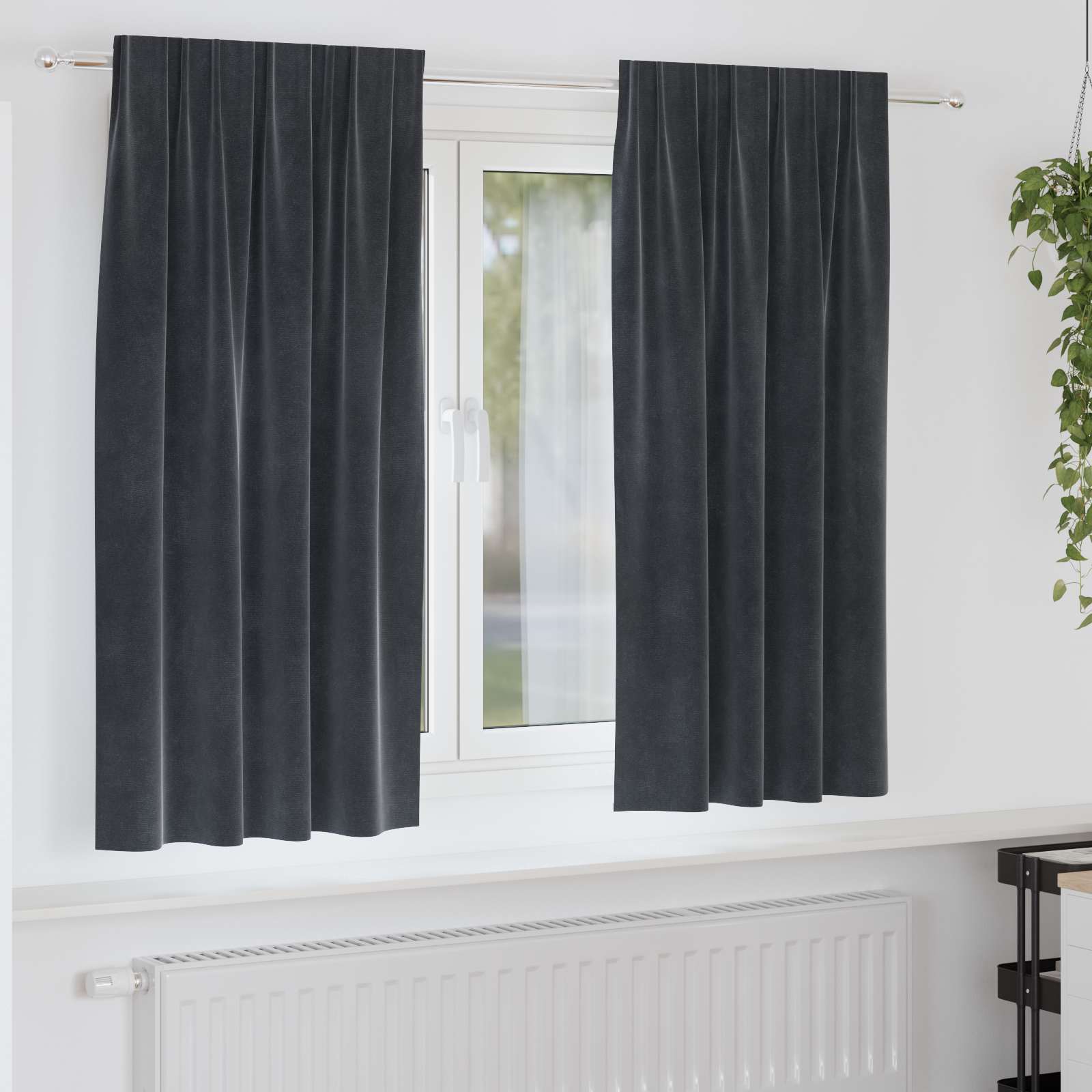 Užuolaidos 2 pcs Tamsiai pilka 140 x 175 cm Aksomas