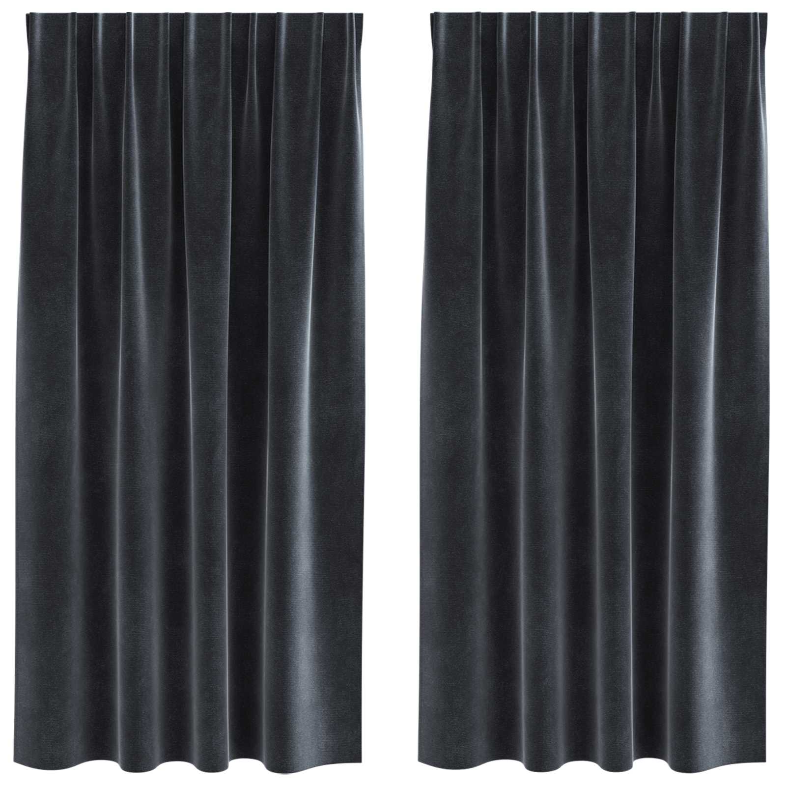 Užuolaidos 2 pcs Tamsiai pilka 140 x 175 cm Aksomas