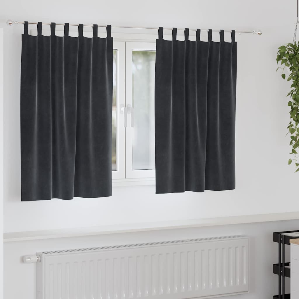 Užuolaidos 2 pcs Tamsiai pilka 140 x 140 cm Aksomas