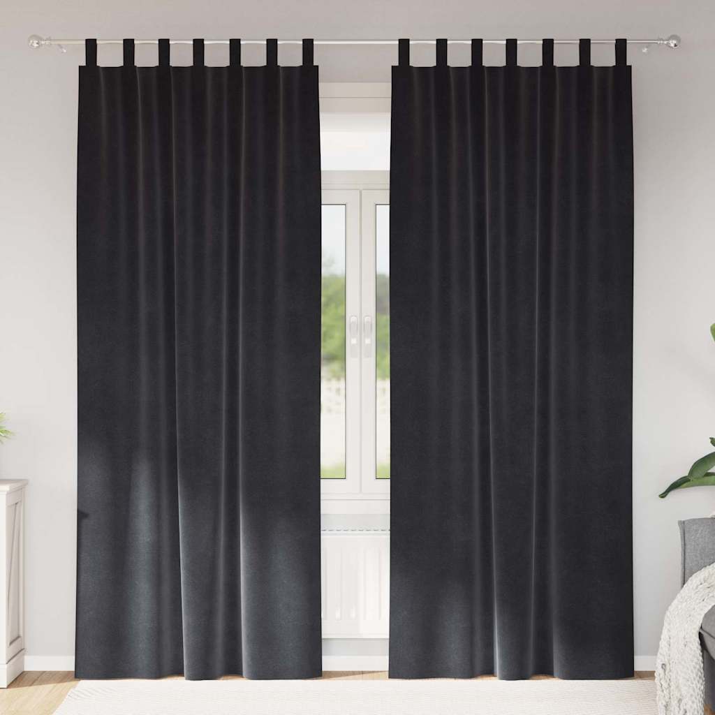 Blackout Curtains 2 pcs Dark Grey 140 x 260 cm Velvet