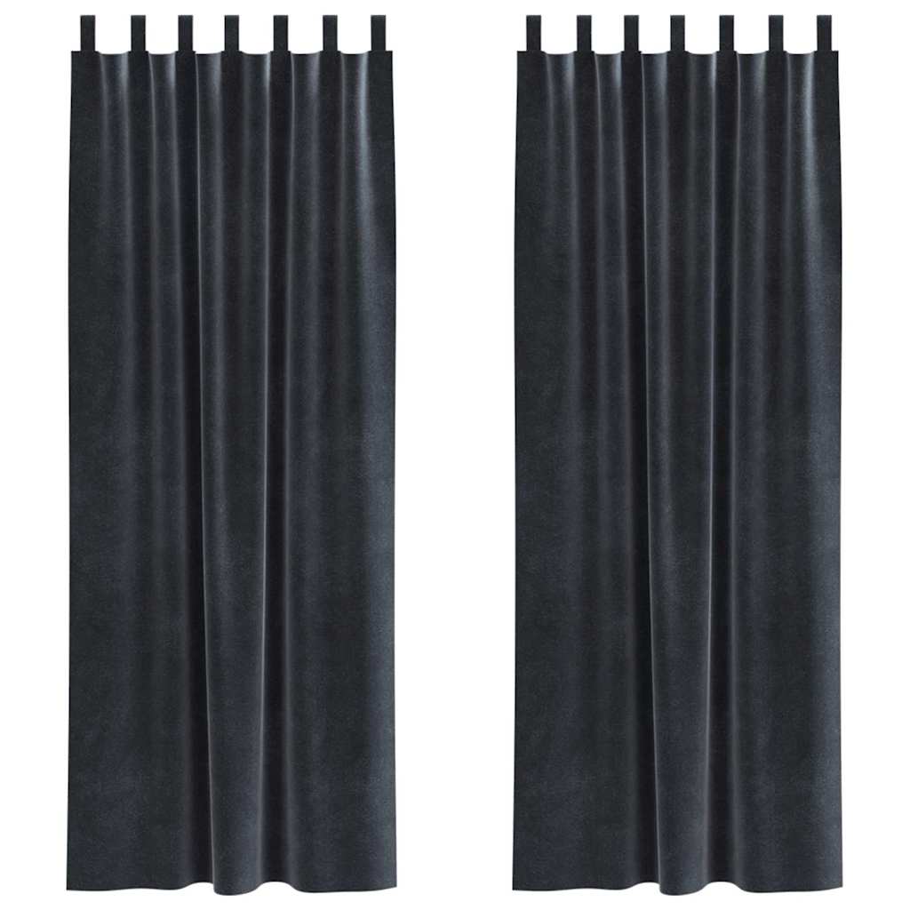 Blackout Curtains 2 pcs Dark Grey 140 x 260 cm Velvet