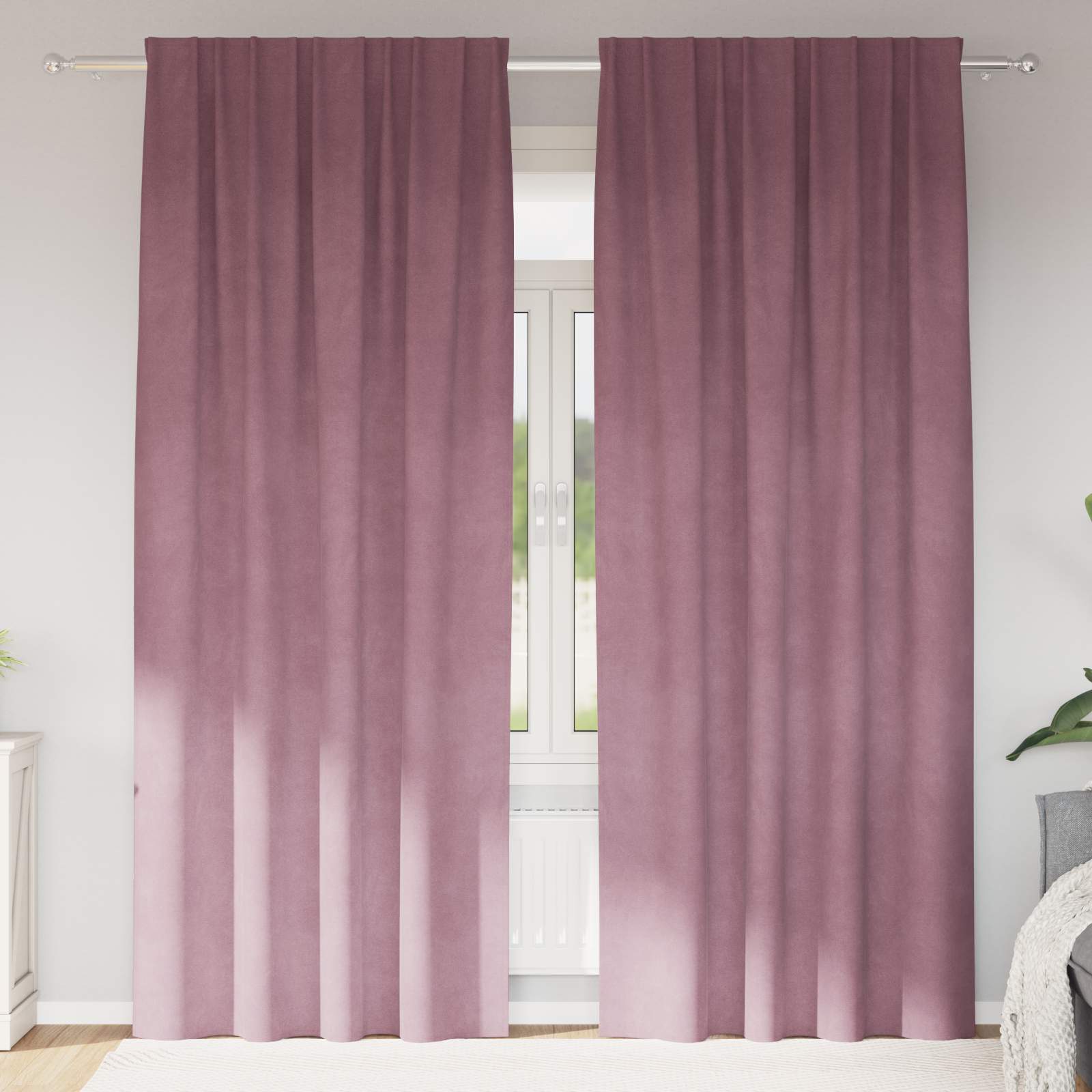 Užtemdymo užuolaidos 2 pcs Tamsiai rožinė 140 x 245 cm Aksomas