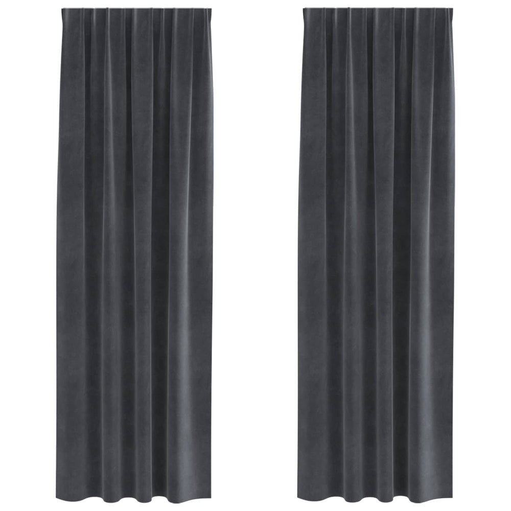 Blackout Curtains with Top Tape 2 pcs Light Grey Velvet