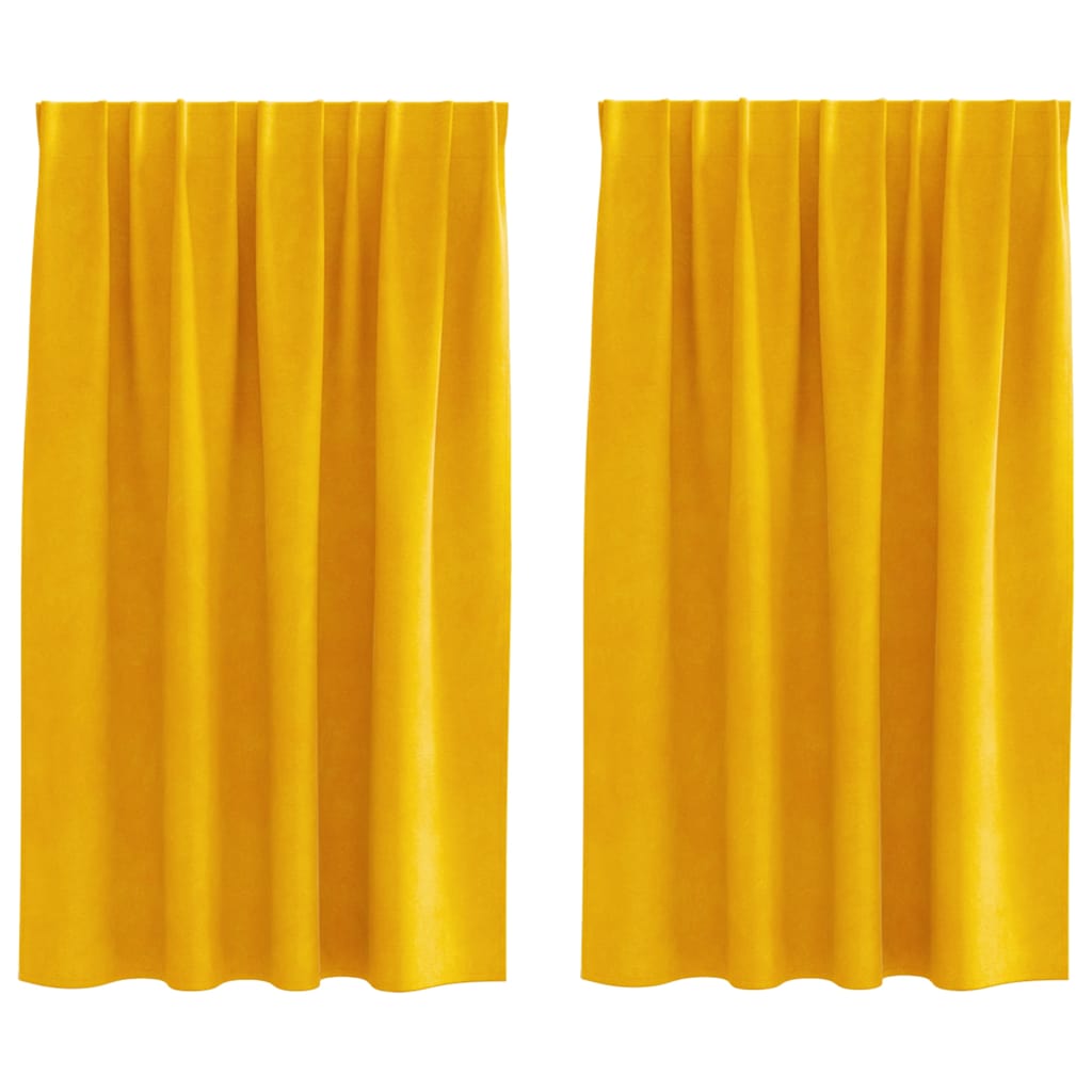 Užtemdymo užuolaidos 2 pcs Garučių geltona 140 x 140 cm Aksomas
