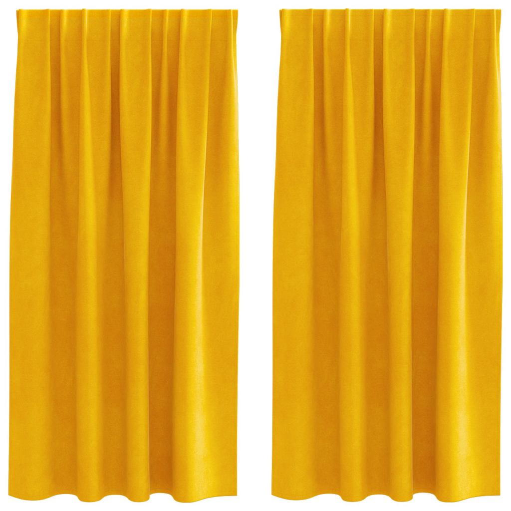 Užtemdymo užuolaidos 2 pcs Garučių geltona 140 x 175 cm Aksomas