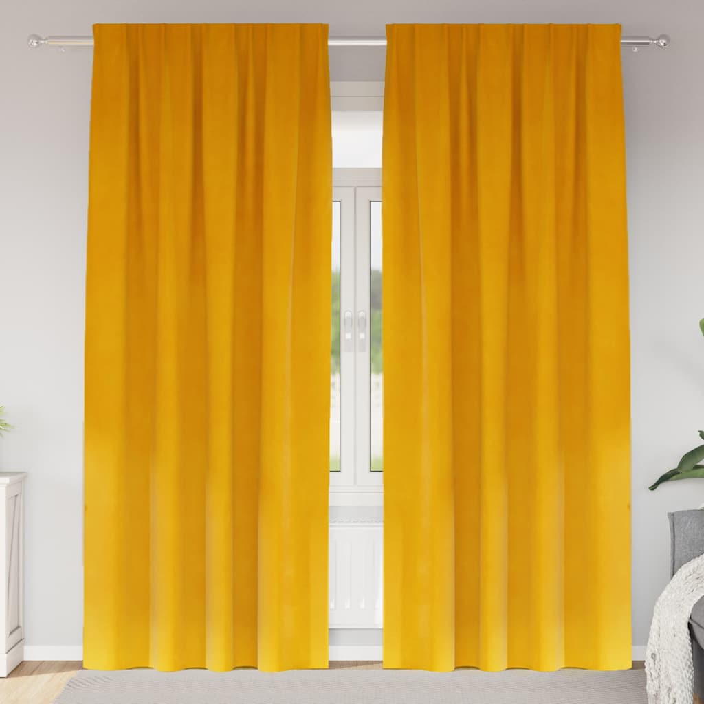 Užtemdymo užuolaidos 2 pcs Garučių geltona 140 x 225 cm Aksomas