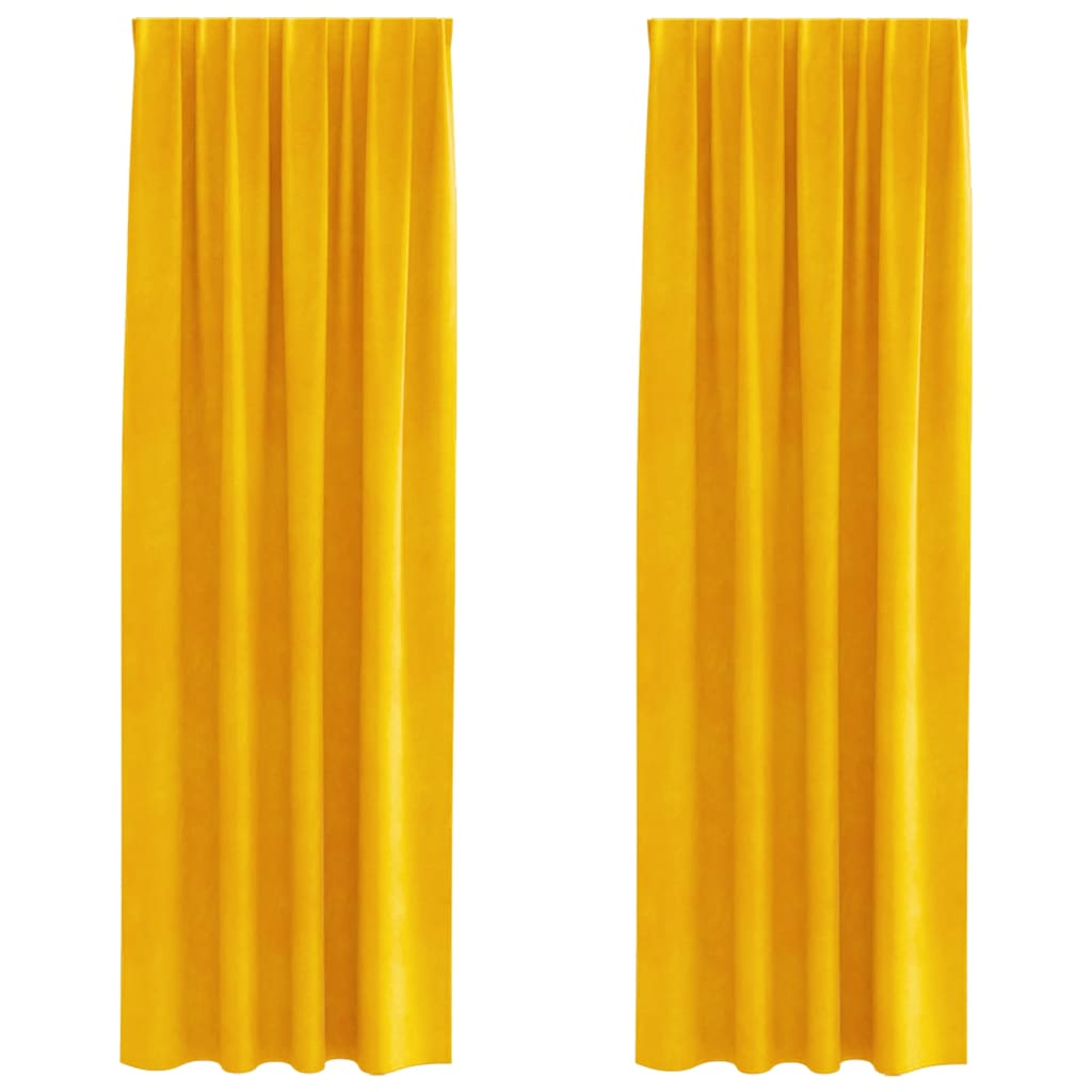 Užtemdymo užuolaidos 2 pcs Garučių geltona 140 x 225 cm Aksomas