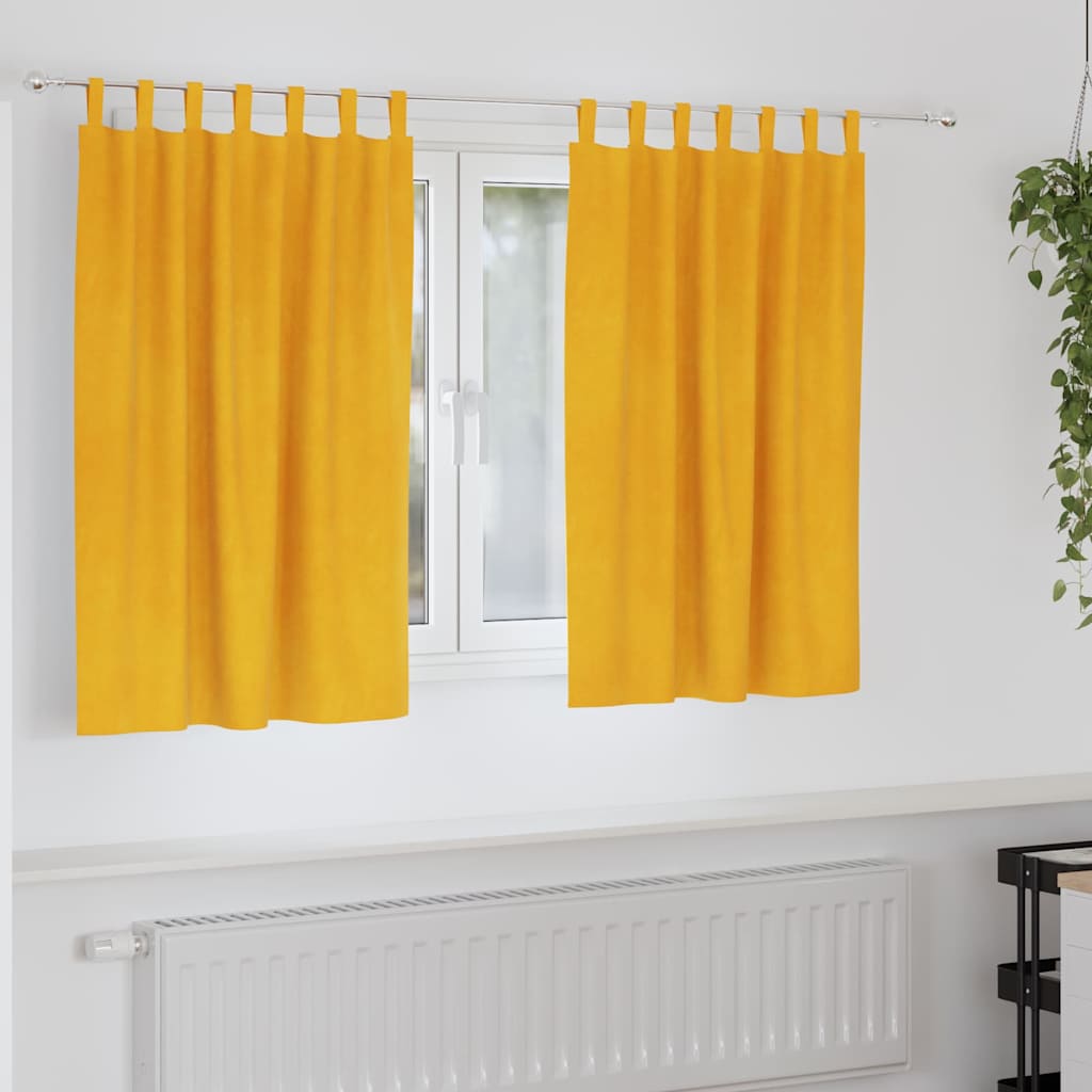 Užtemdymo užuolaidos 2 pcs Garučių geltona 140 x 140 cm Aksomas