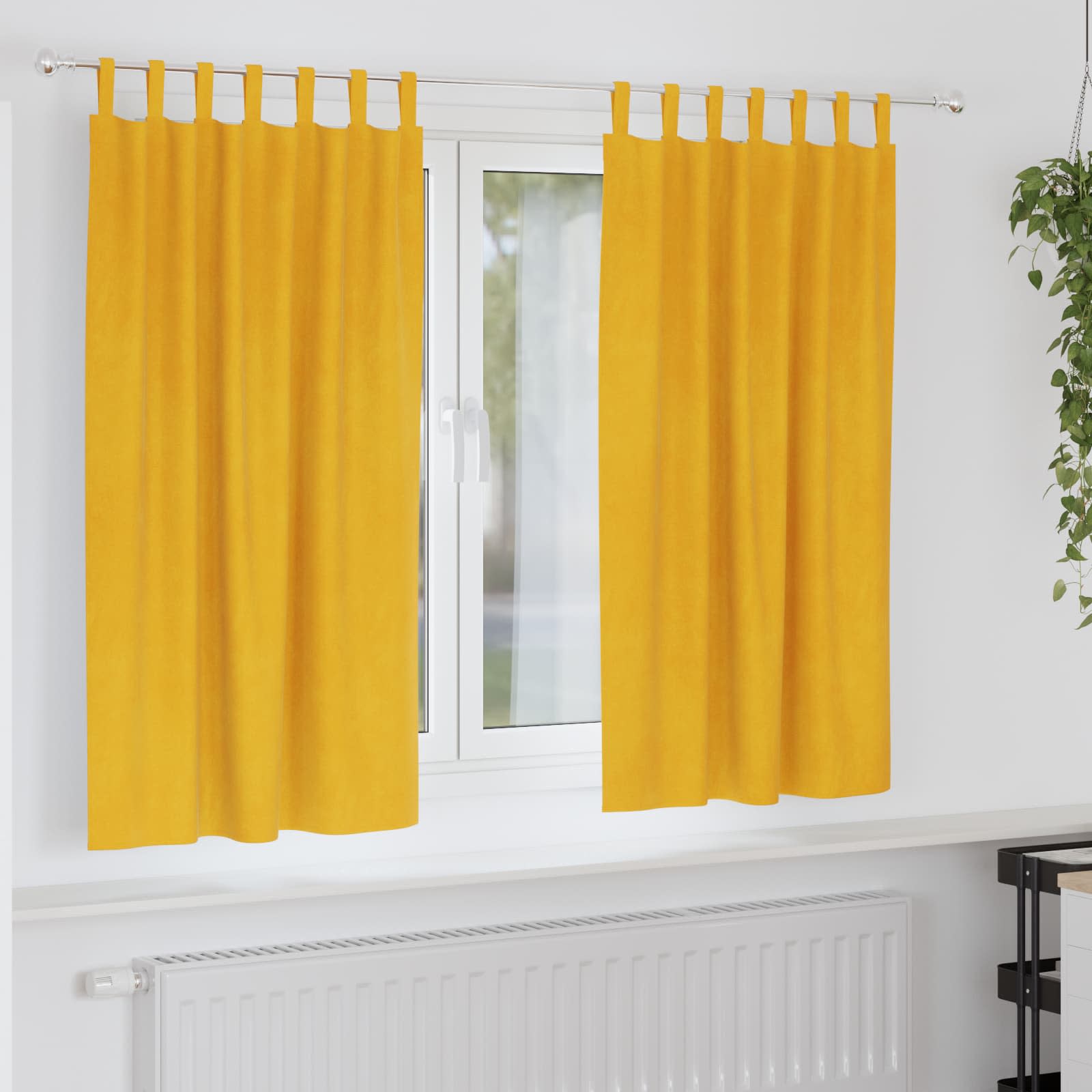 Užtemdymo užuolaidos 2 pcs Garučių geltona 140 x 175 cm Aksomas