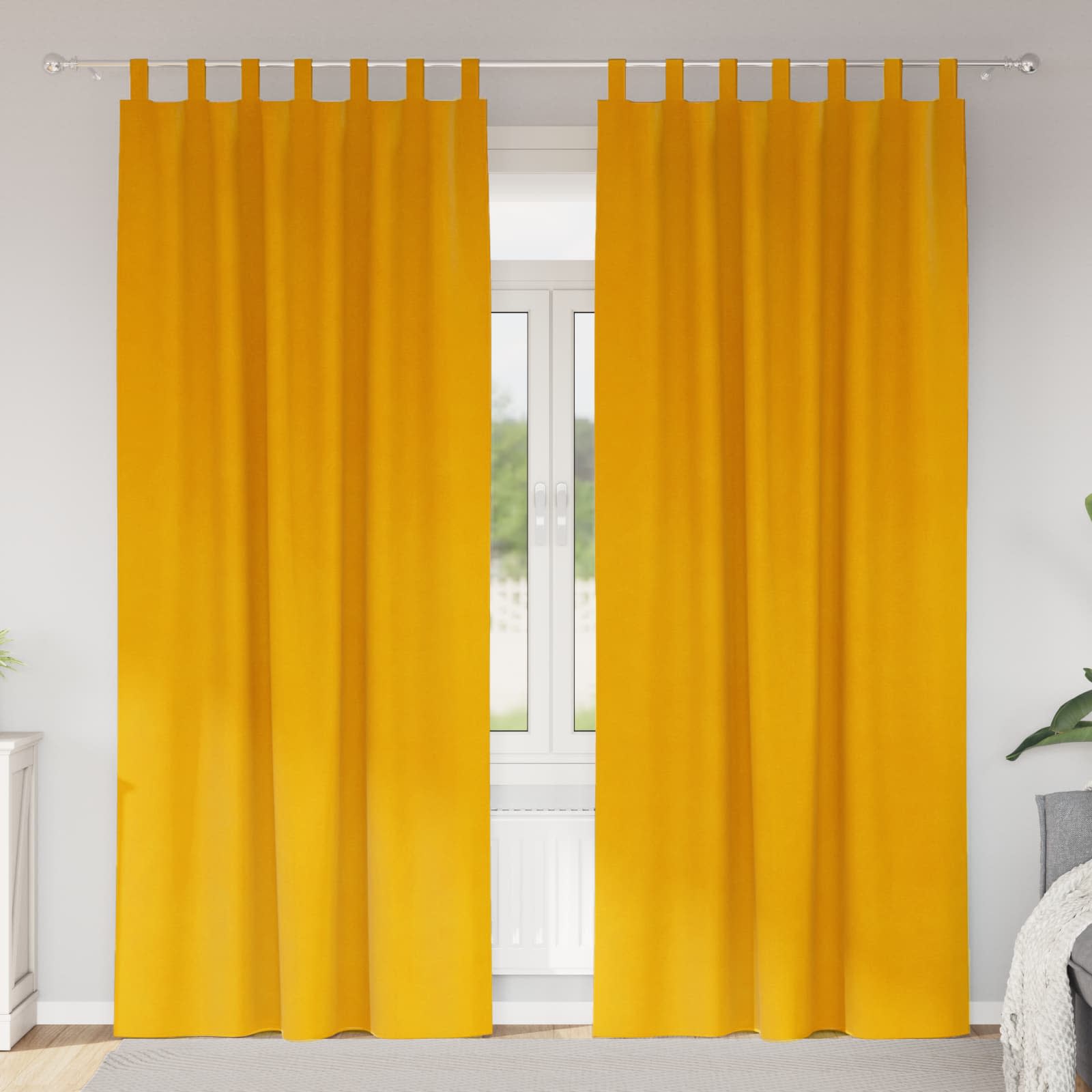 Užtemdymo užuolaidos 2 pcs Garučių geltona 140 x 225 cm Aksomas