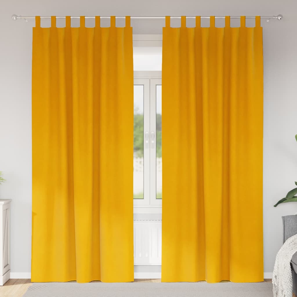 Užtemdymo užuolaidos 2 pcs Garučių geltona 140 x 260 cm Aksomas