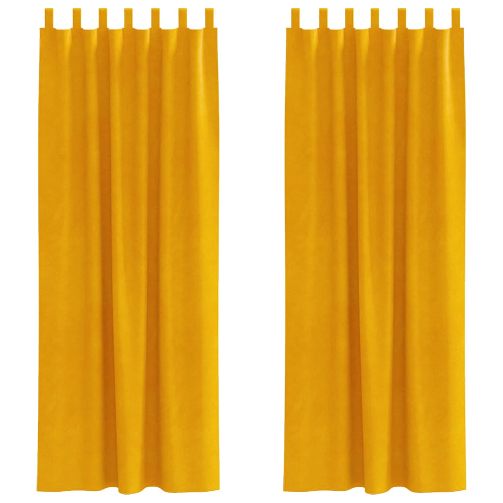 Užtemdymo užuolaidos 2 pcs Garučių geltona 140 x 260 cm Aksomas