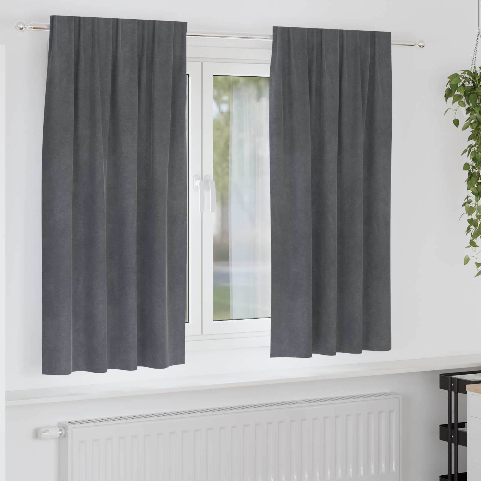 Užuolaidos 2 pcs Šviesiai pilka 140 x 175 cm Aksomas