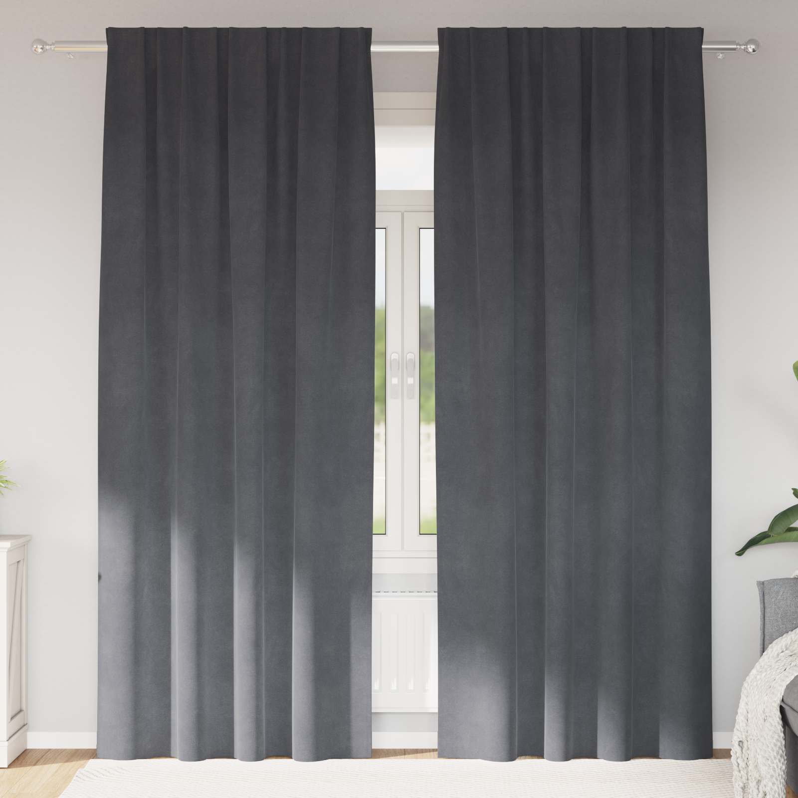 Blackout Curtains with Top Tape 2 pcs Super Light Grey Velvet