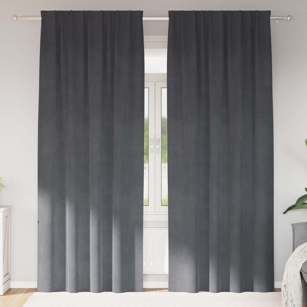 Blackout Curtains with Top Tape 2 pcs Super Light Grey Velvet