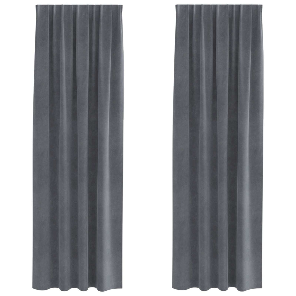 Blackout Curtains with Top Tape 2 pcs Super Light Grey Velvet