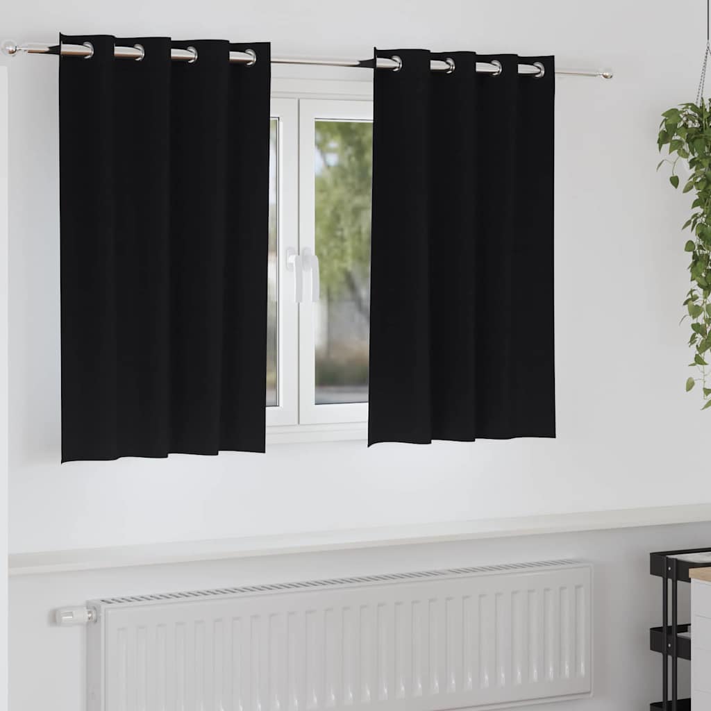 Užuolaidos su žiedais, blokuojančios šviesą 2 pcs Juoda