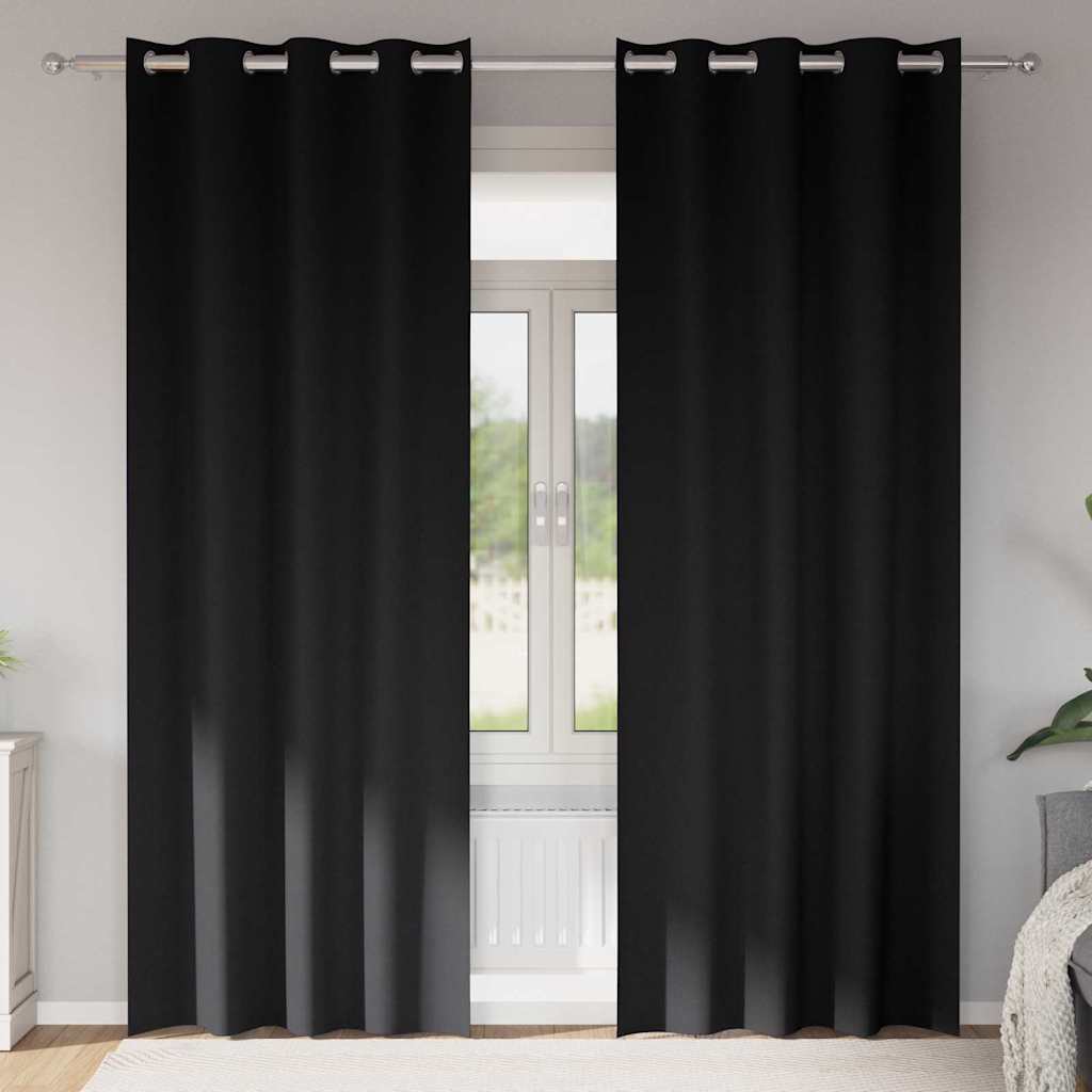 Užuolaidos su žiedais, blokuojančios šviesą 2 pcs Juoda