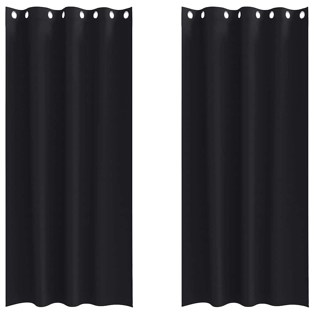 Užuolaidos su žiedais, blokuojančios šviesą 2 pcs Juoda