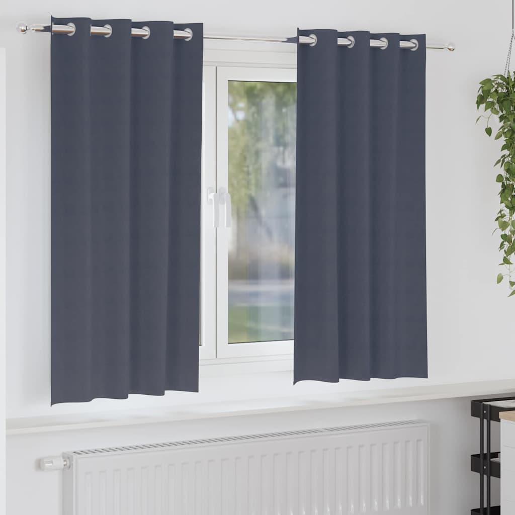Curtains with Rings, Blackout 2 pcs Anthracite