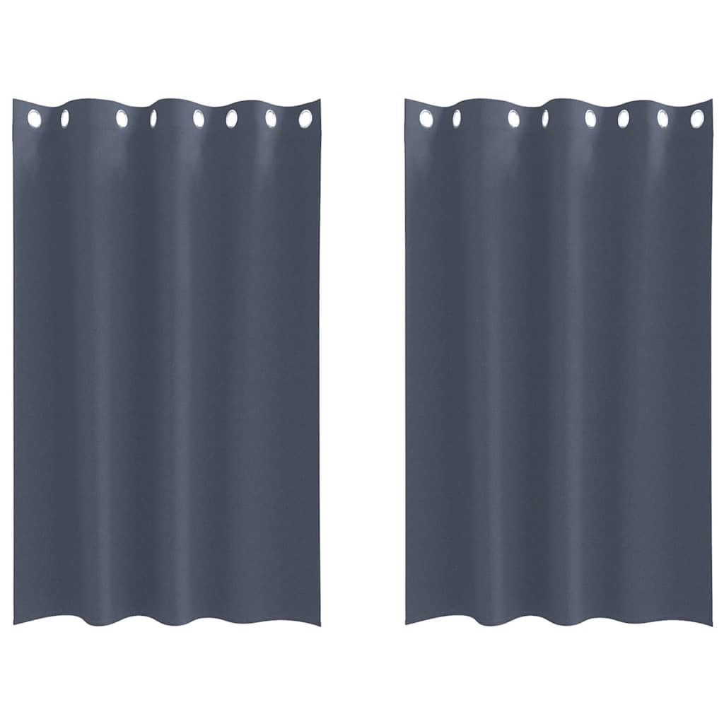 Curtains with Rings, Blackout 2 pcs Anthracite
