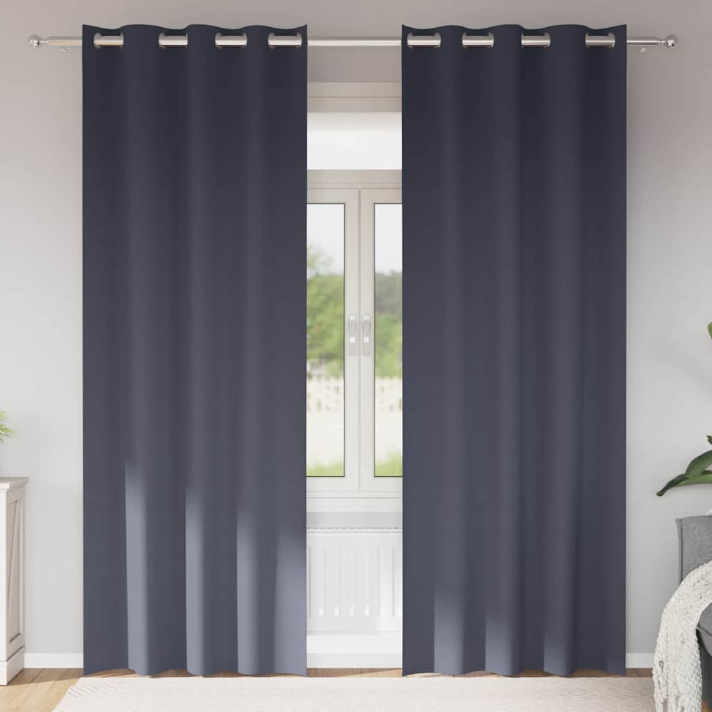 Curtains with Rings, Blackout 2 pcs Anthracite