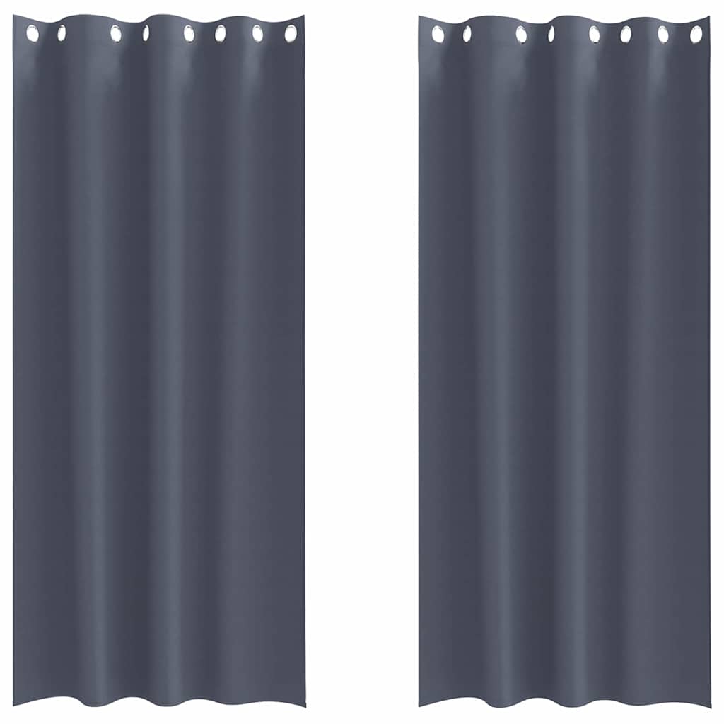 Curtains with Rings, Blackout 2 pcs Anthracite