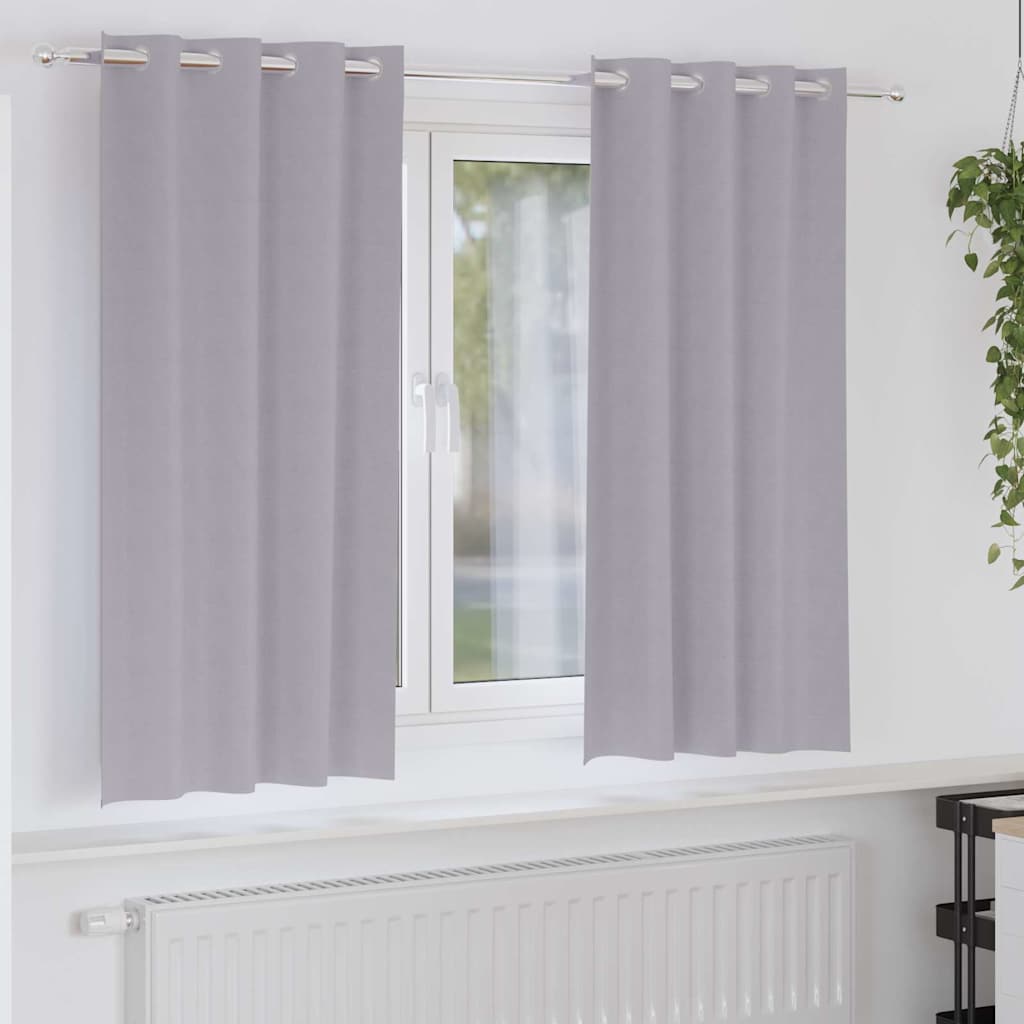 Curtains with rings, blackout 2 pcs Metal grey