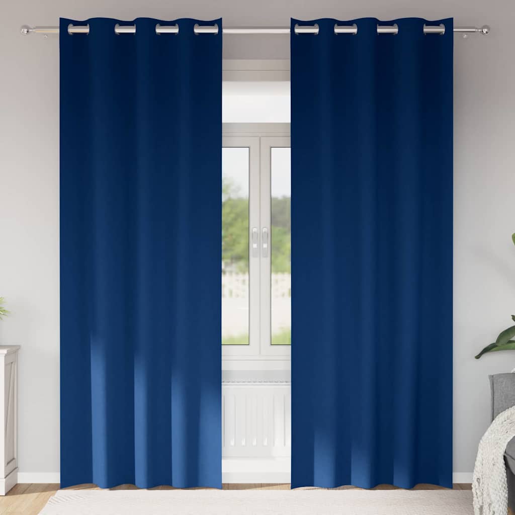 Curtains 2 pcs Dark blue 245 x 140 cm Polyester