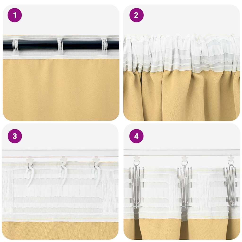 Ring-top, light-blocking curtains 2 pcs Sand