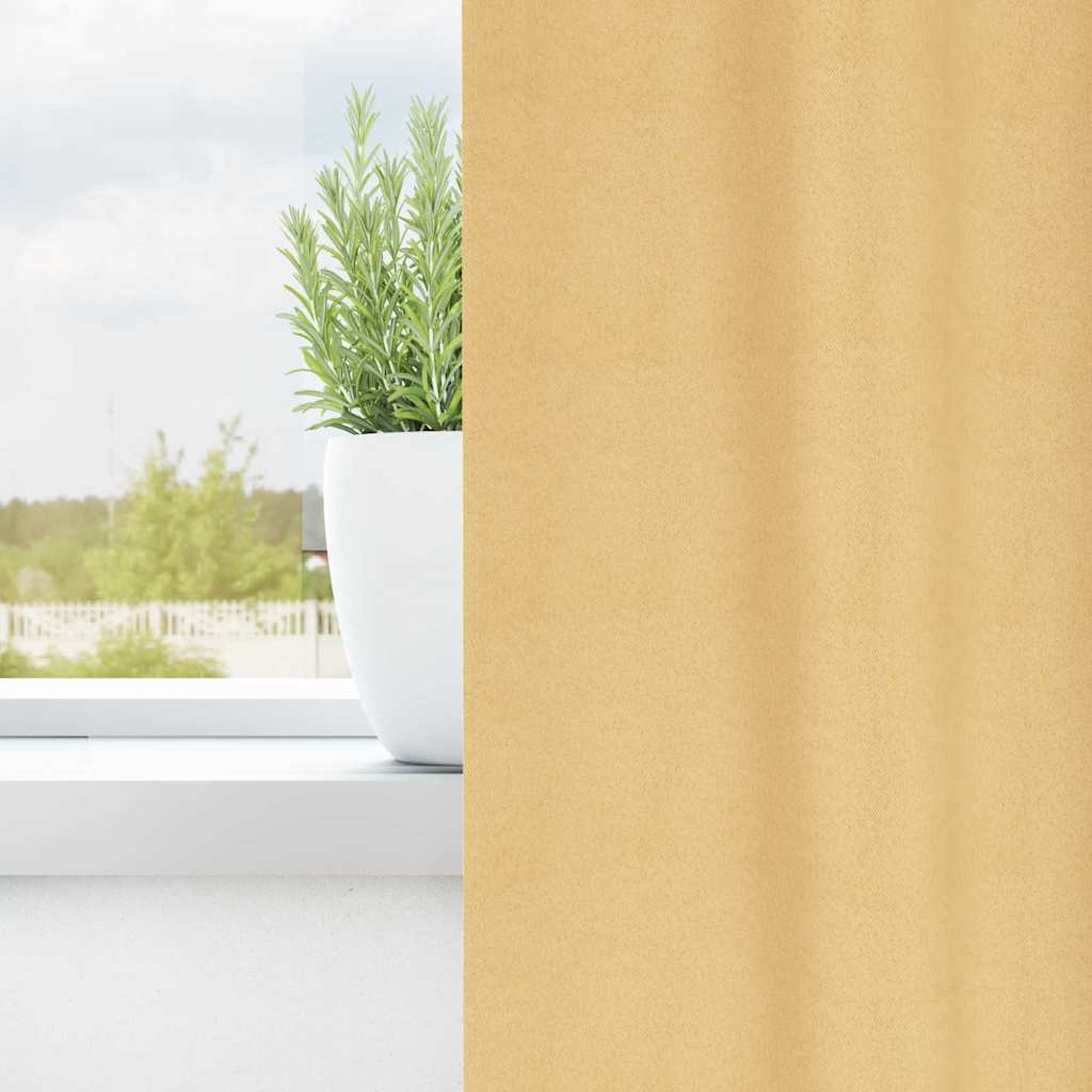 Ring-top, light-blocking curtains 2 pcs Sand