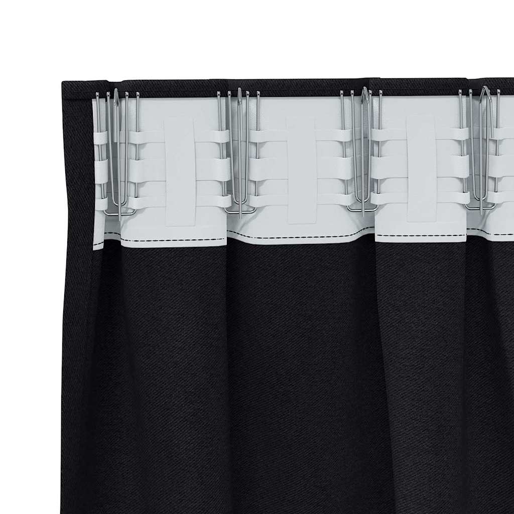 Blackout Curtains with Rings 2 pcs Black