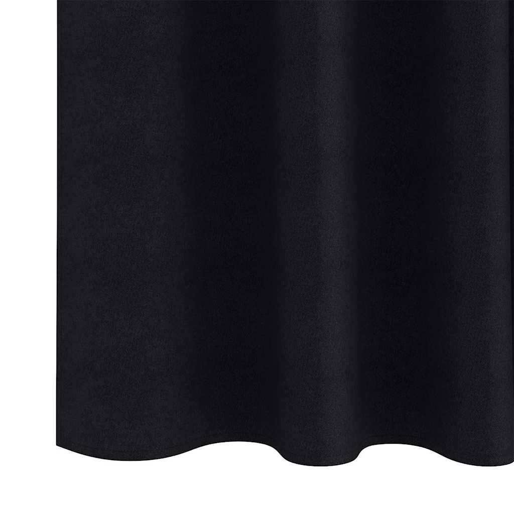 Blackout Curtains with Rings 2 pcs Black