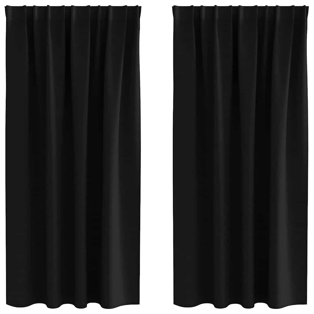 Blackout Curtains with Rings 2 pcs Black