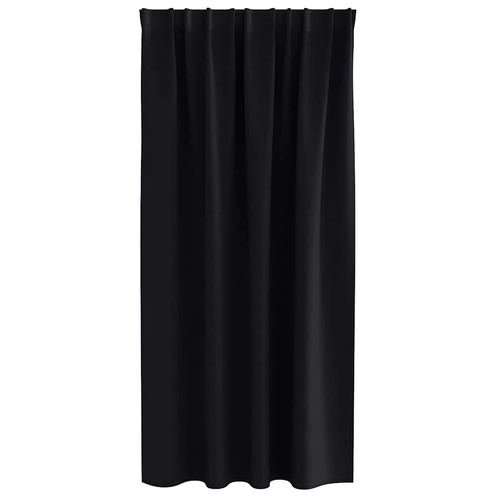 Blackout Curtains with Rings 2 pcs Black