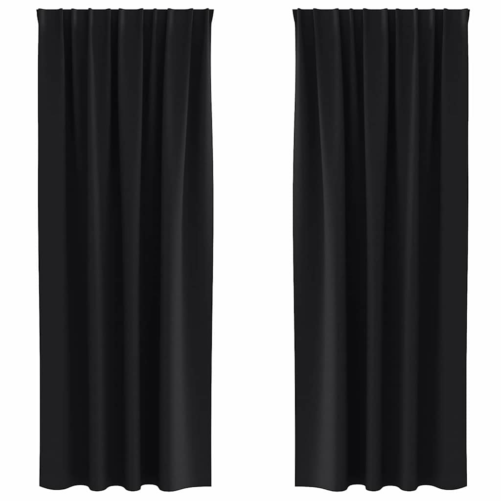 Blackout Curtains with Rings 2 pcs Black