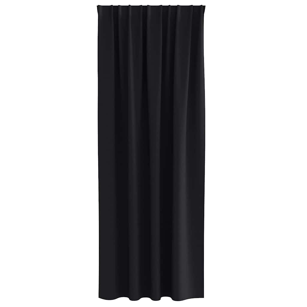 Blackout Curtains with Rings 2 pcs Black