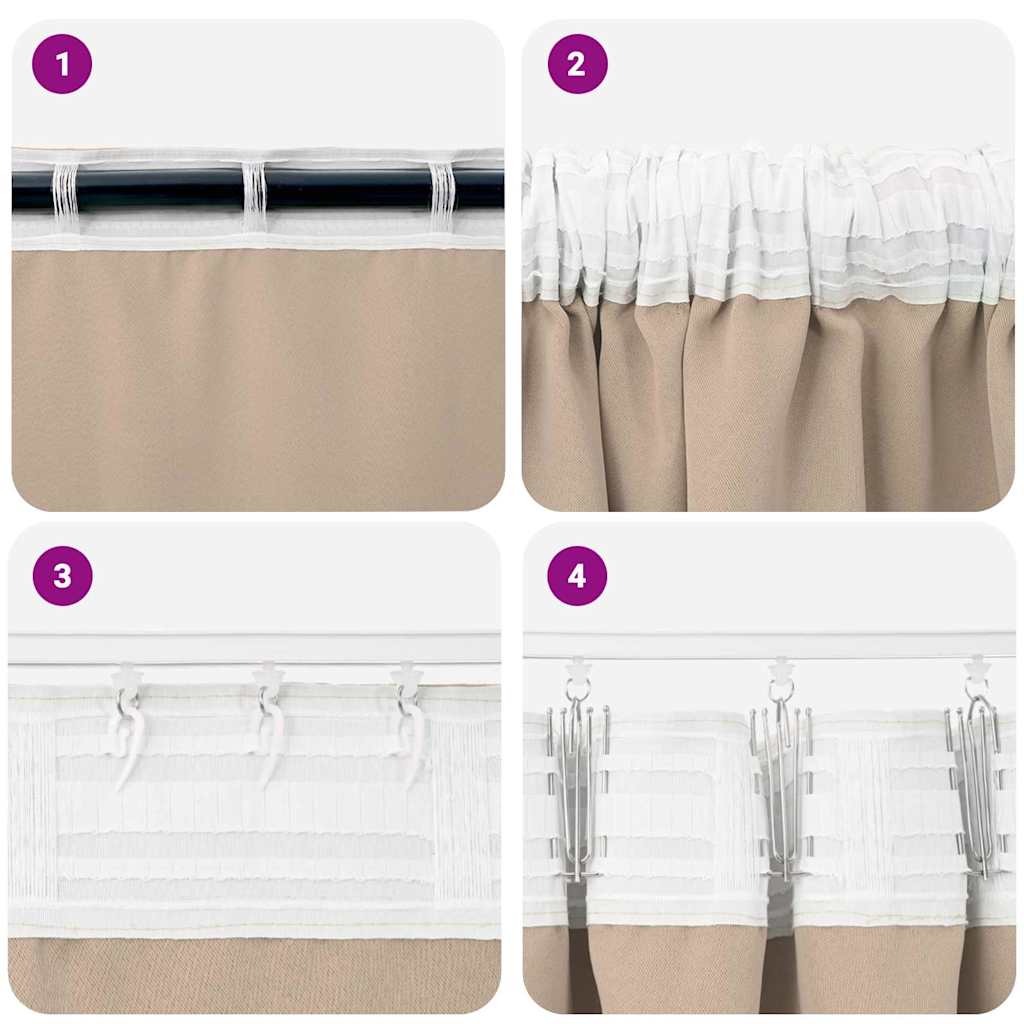Užuolaidos su užuolaidomis 2 pcs Taupe 245 x 140 cm Poliesteris