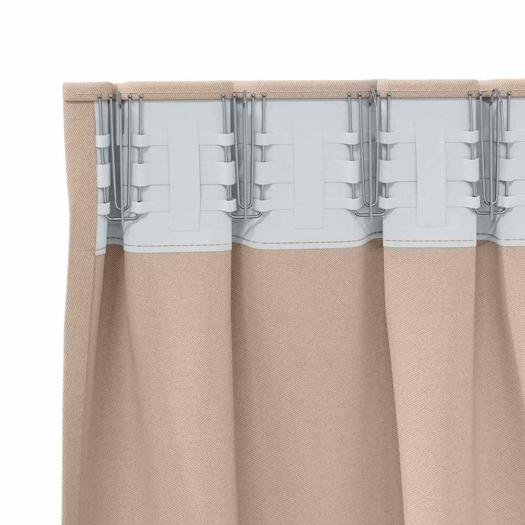 Aizkari ar bārkšainiem lambrekeniem 2 gab. taupe 260 x 140 cm poliesters
