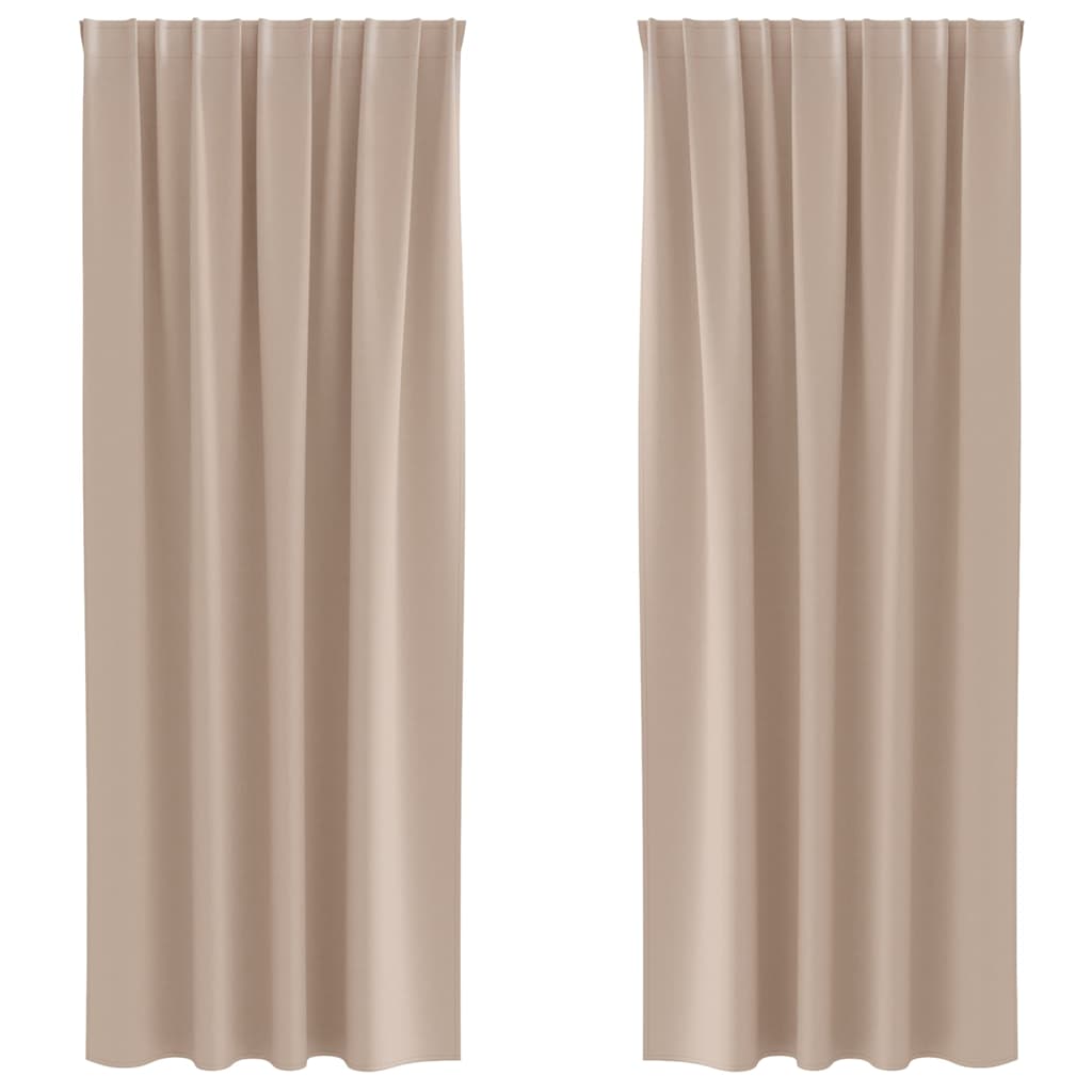 Aizkari ar bārkšainiem lambrekeniem 2 gab. taupe 260 x 140 cm poliesters