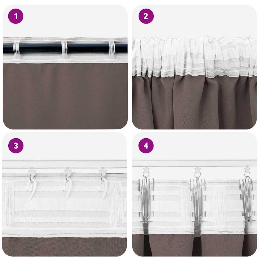 Užuolaidos su žiedais, blokuojančios šviesą 2 pcs Tamsiai rudas