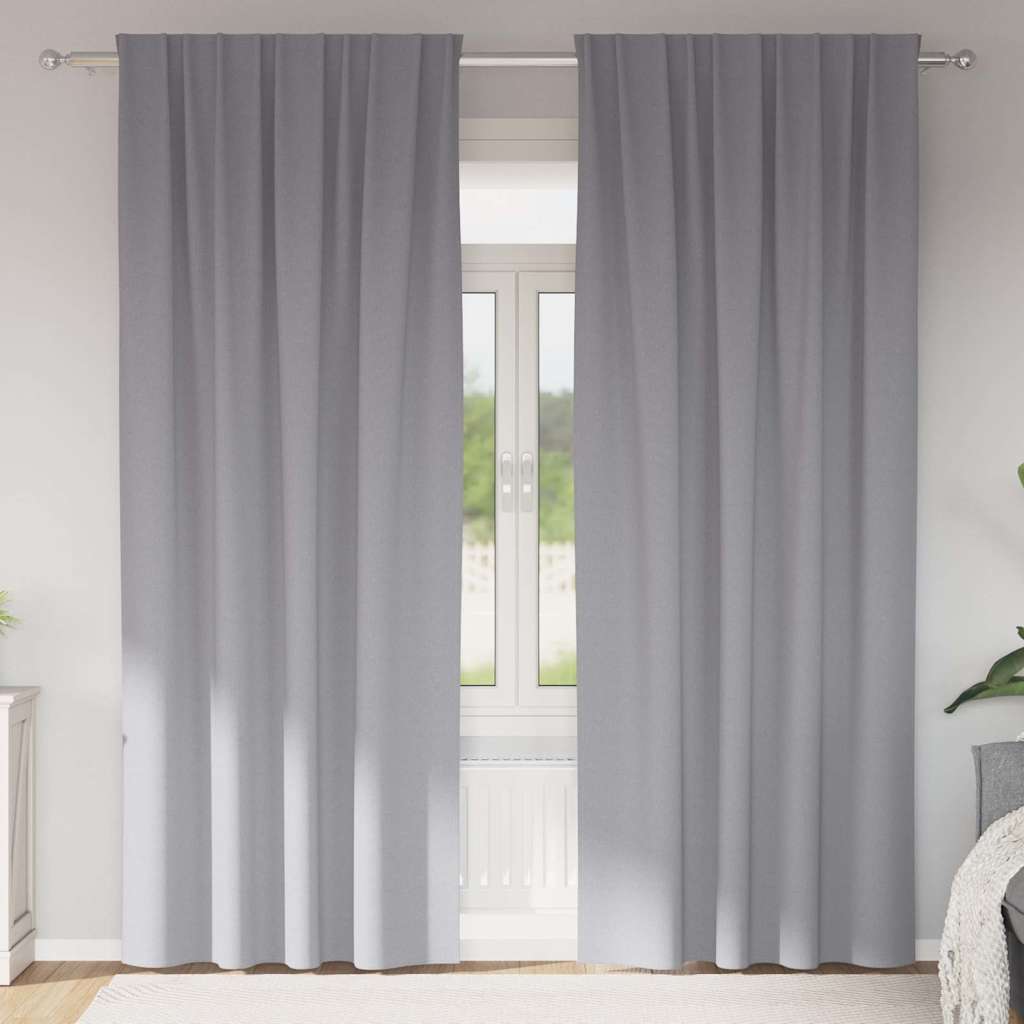 Užuolaidos 2 pcs Šviesiai pilka 245 x 140 cm Poliesteris
